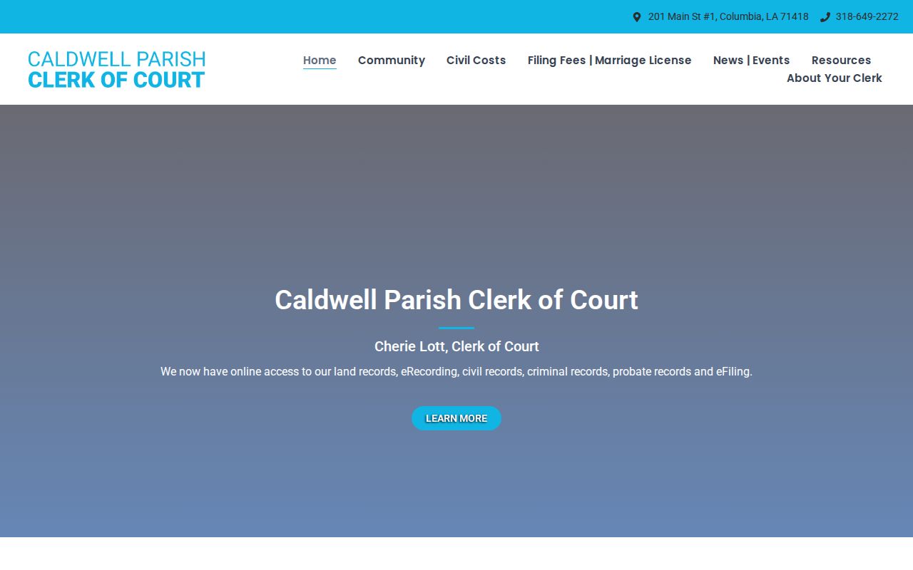Caldwell Parish criminal history clerk record access