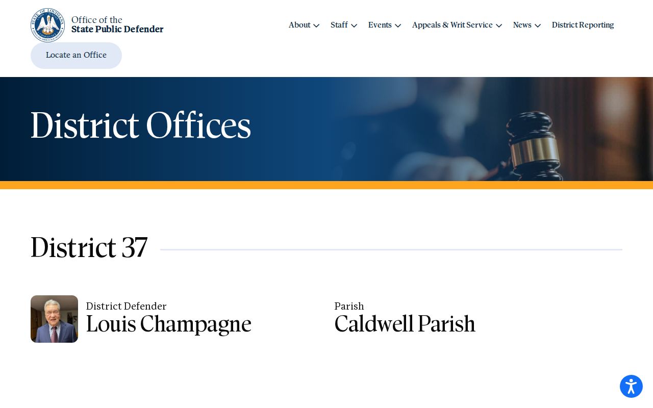 Caldwell Parish criminal history District 37 public defender office