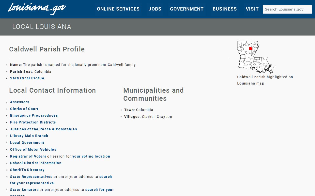 Caldwell Parish criminal history official parish profile