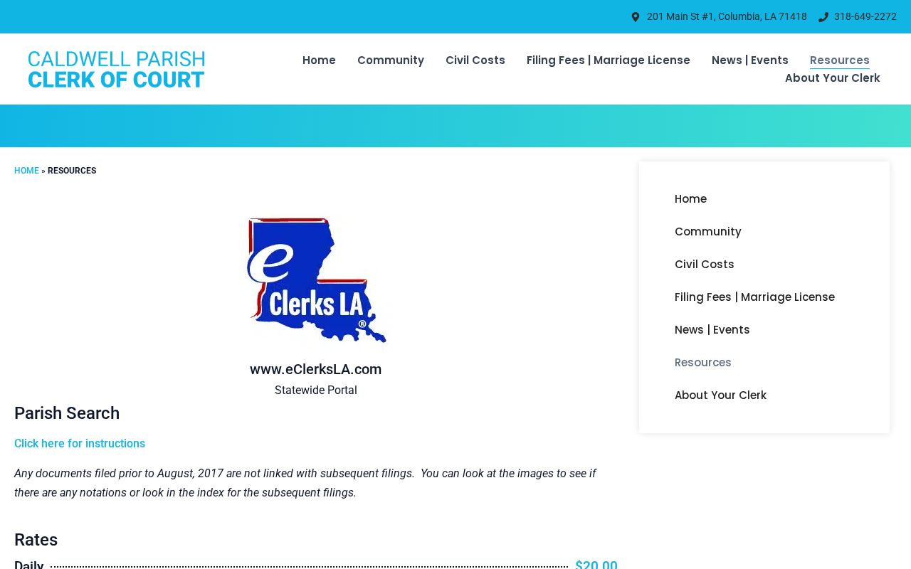 Caldwell Parish Clerk of Court records resources page